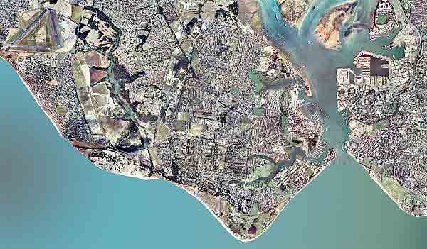 Arial view of Gosport and Portsmouth Harbour