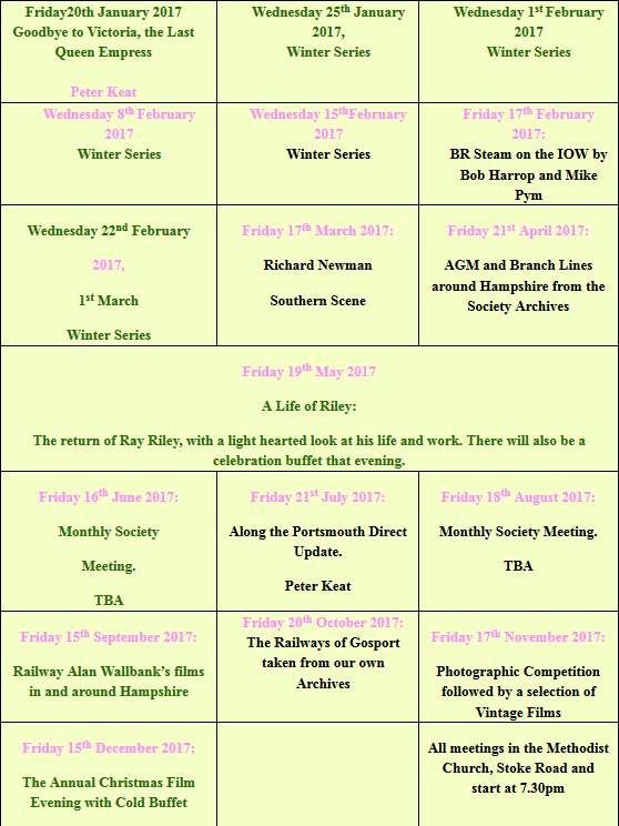 Railway Society 2017 agenda